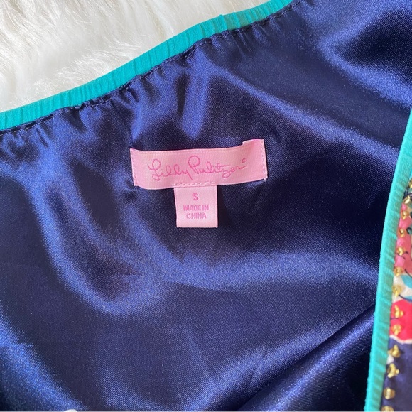 RARE HTF Lilly Pulitzer Blake Chiffon One Shoulder Dress Blaring Siren - Picture 5 of 11